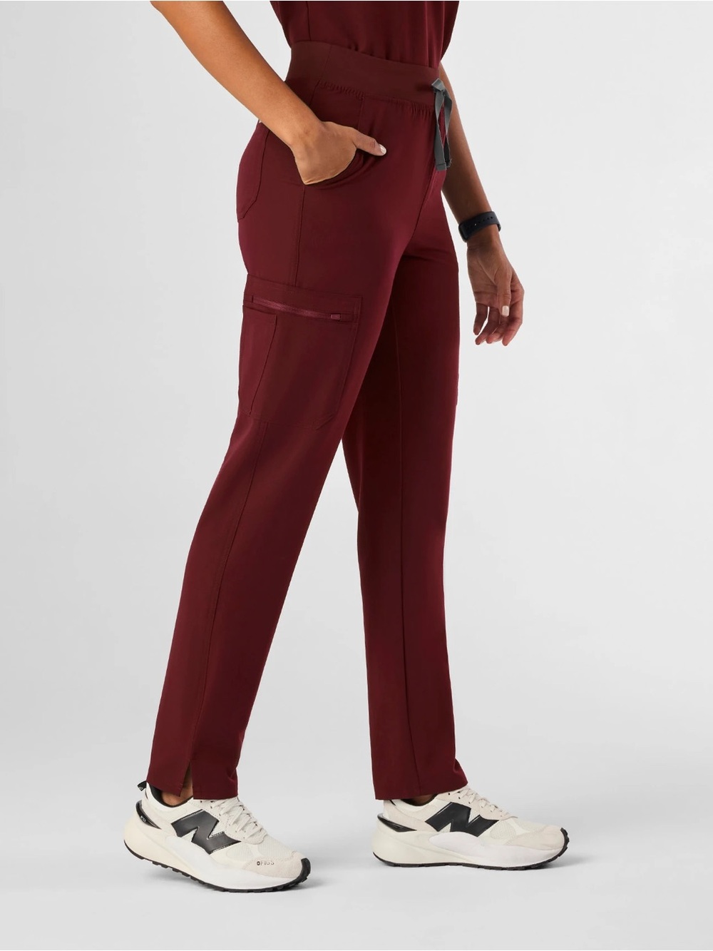 FIGS Yola High-Rise Yoga Waistband Scrub Pants XS Petite Burgundy